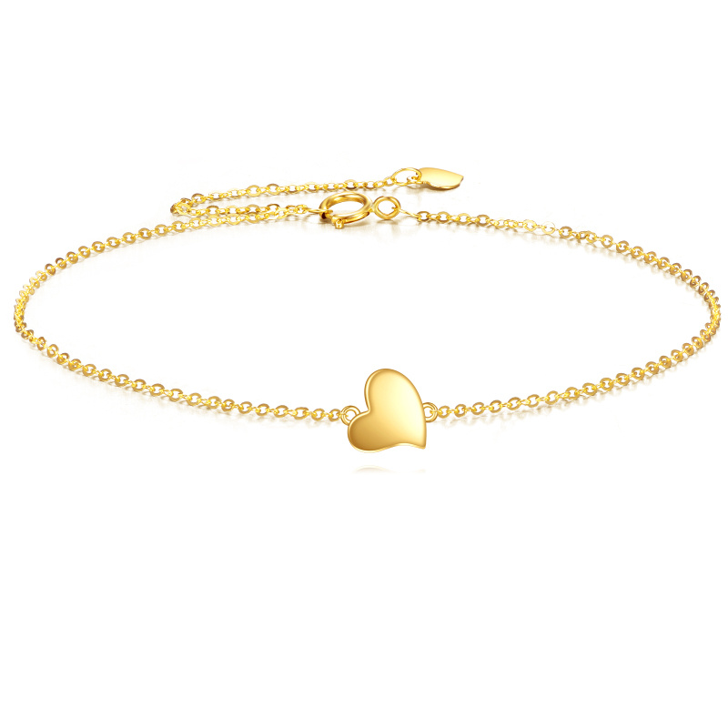 Pulsera con dije de corazón de oro de 18 quilates-1