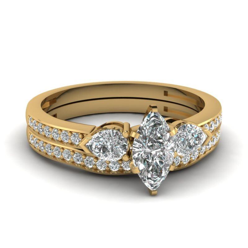 10K Gold Marquise Cut Moissanite Engagement Ring-4