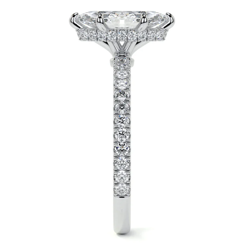 Anillo de compromiso de oro de 10 quilates con moissanita talla marquesa-6