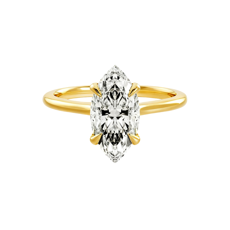 Anillo de compromiso de oro de 18 quilates con moissanita talla marquesa-1