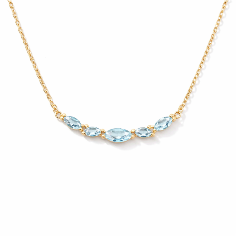 Collar con colgante de topacio talla marquesa en oro de 14 quilates-1