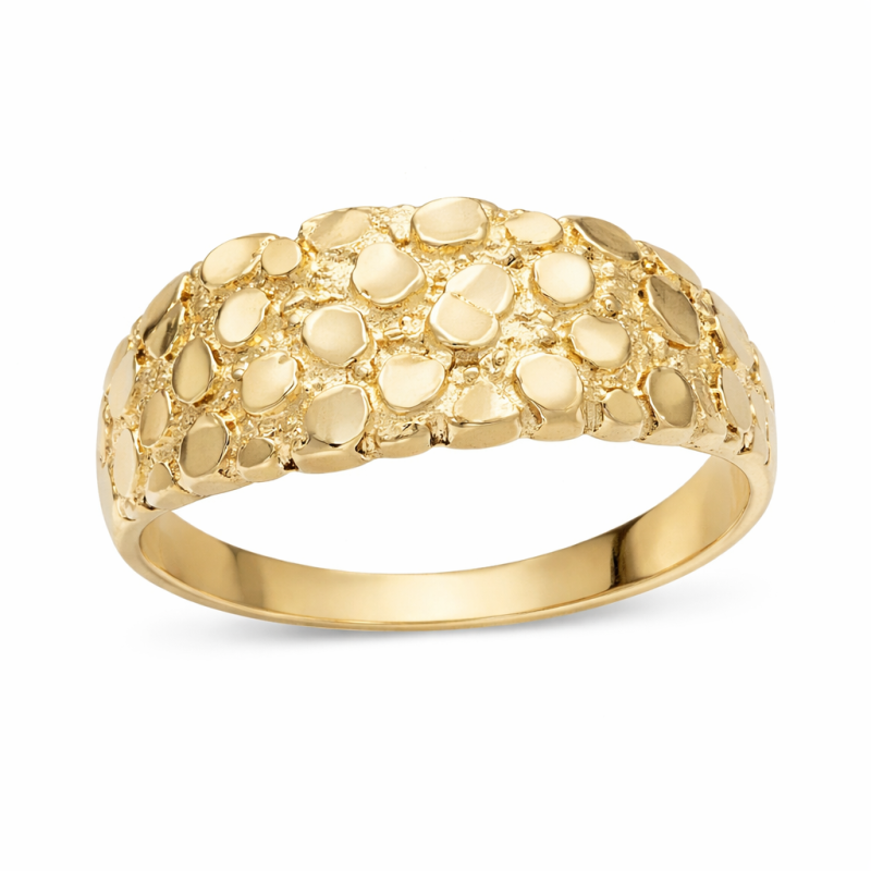 Bague en or 10K à gros grain moyen pour homme-18