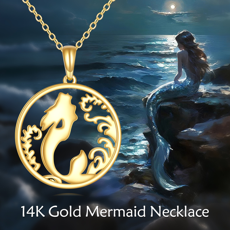 10K Gold Mermaid Pendant Necklace-5