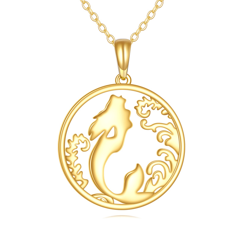 10K Gold Mermaid Pendant Necklace-1