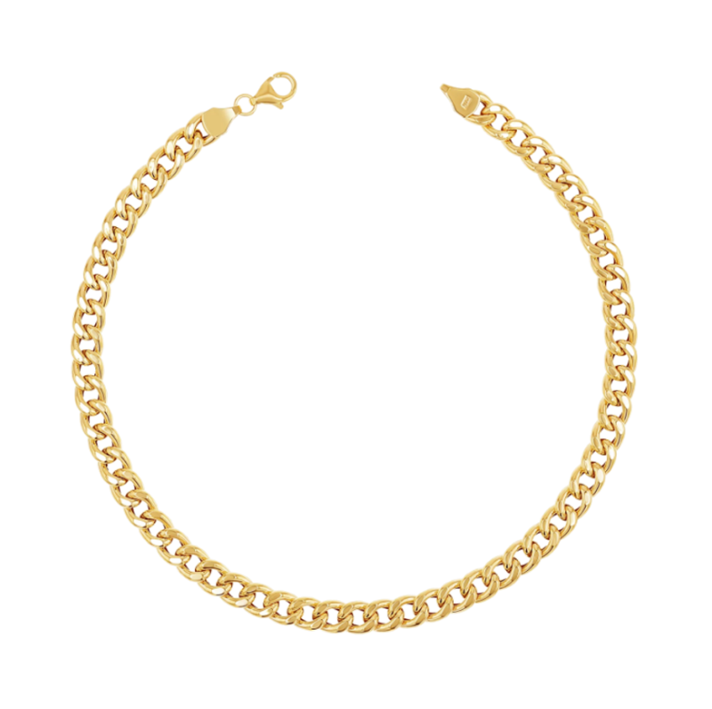 Tobillera Miami Cuban Curb Link de oro de 18 quilates, 5,5 mm-1
