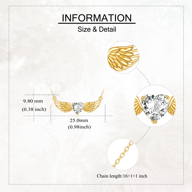 10K Gold Moissanite Angel Wing Pendant Necklace-5