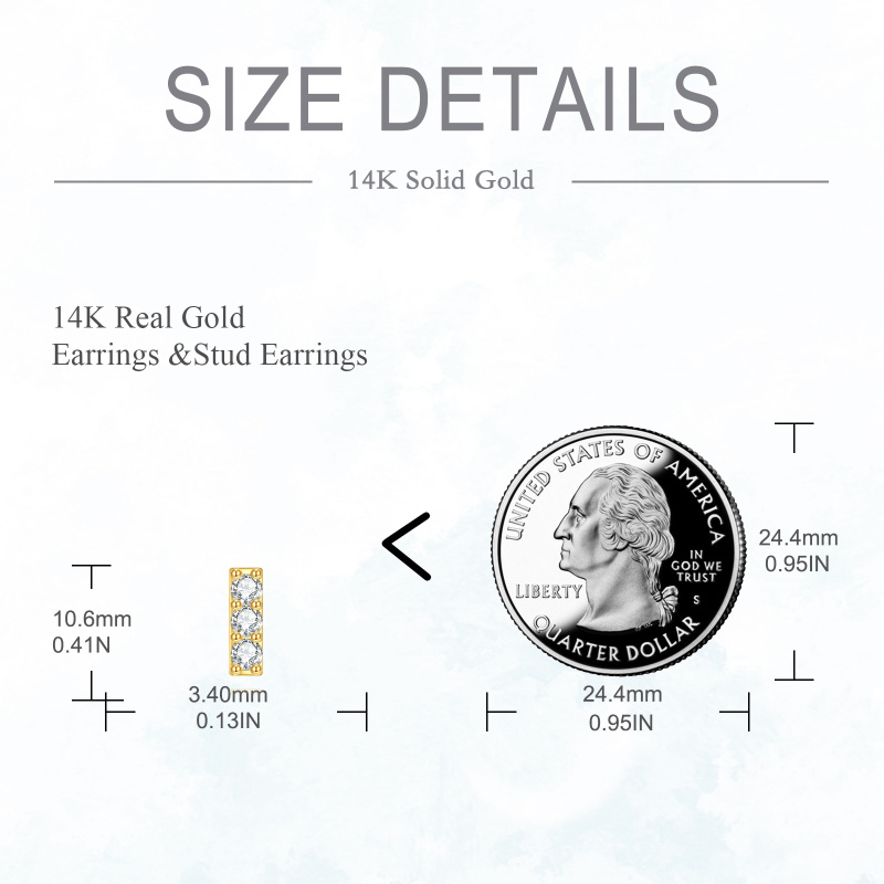 10K Gold Moissanite Bar Earrings-5