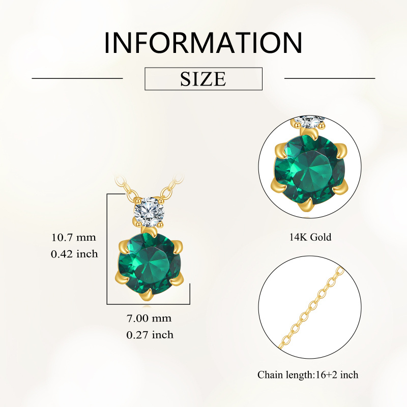 14K Gold Moissanite & Birthstone Pendant Necklace-4