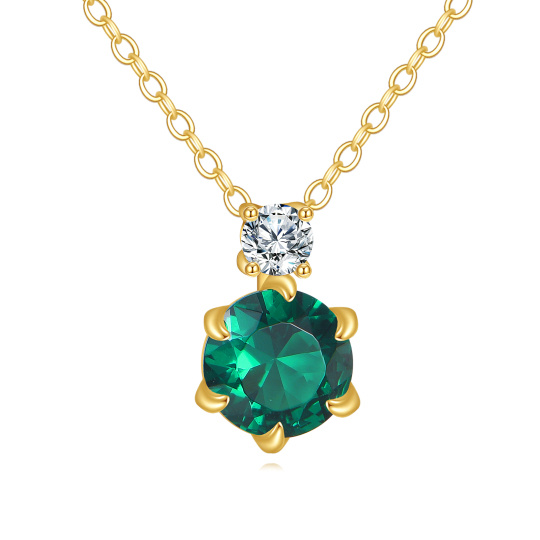 10K Gold Moissanite & Birthstone Pendant Necklace