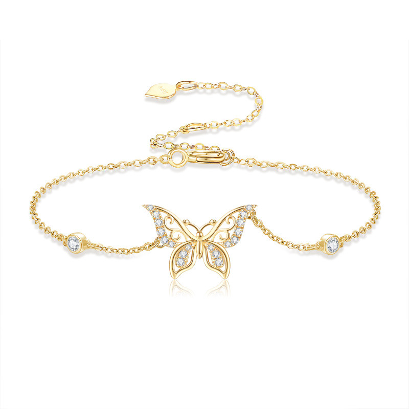 10K Gold Moissanit Schmetterlingsarmband für Damen-1