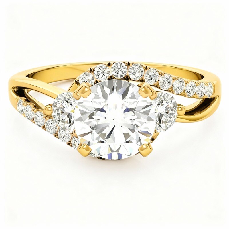 Bague de fiançailles pour couple en or 18 carats et moissanite-1