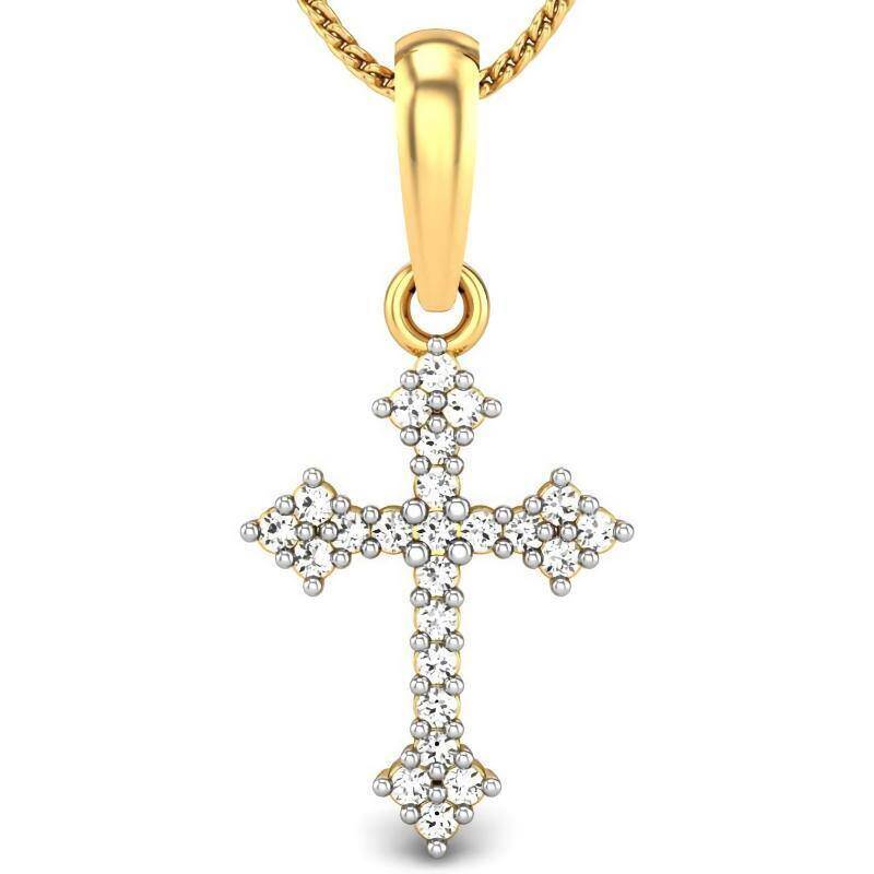 Collar Colgante Cruz Moissanite Oro 18K-1