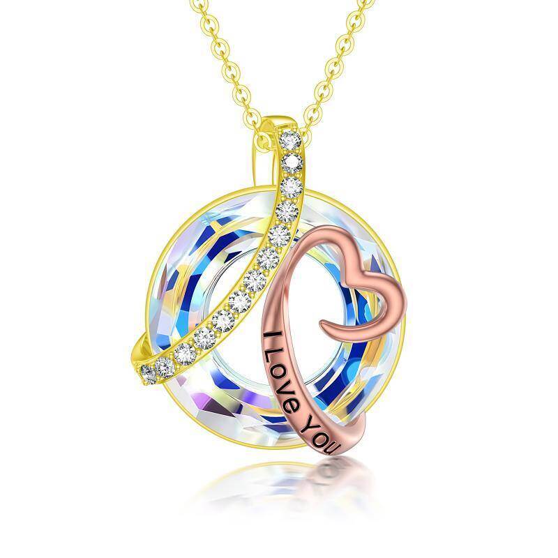 Collar con colgante de símbolo infinito de oro de 18 quilates, moissanita y cristal-1