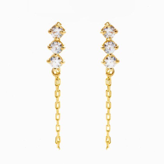 Boucles d'oreilles pendantes en or 10K avec moissanite