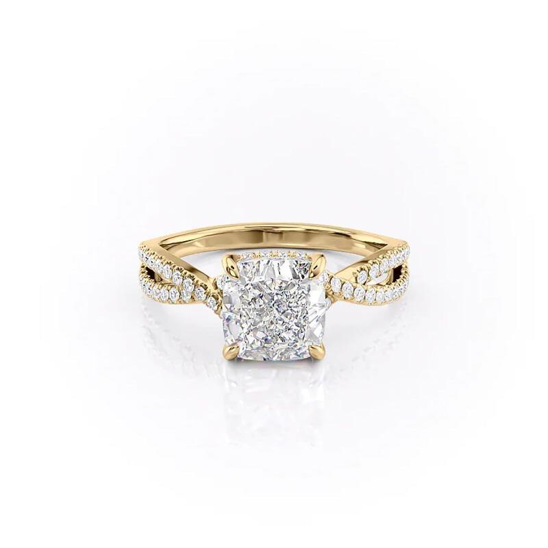 Sterling Silver with Yellow Gold Plated Moissanite Engagement Ring-4