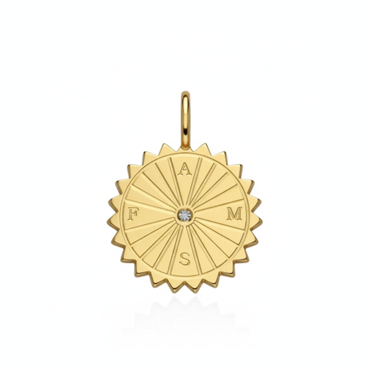 10K Gold Moissanite Engravable Pendant Charms with Initial Letter