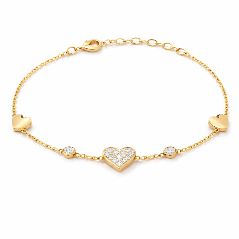 Armband mit Moissanit-Herzanhänger aus 18-karätigem Gold-1