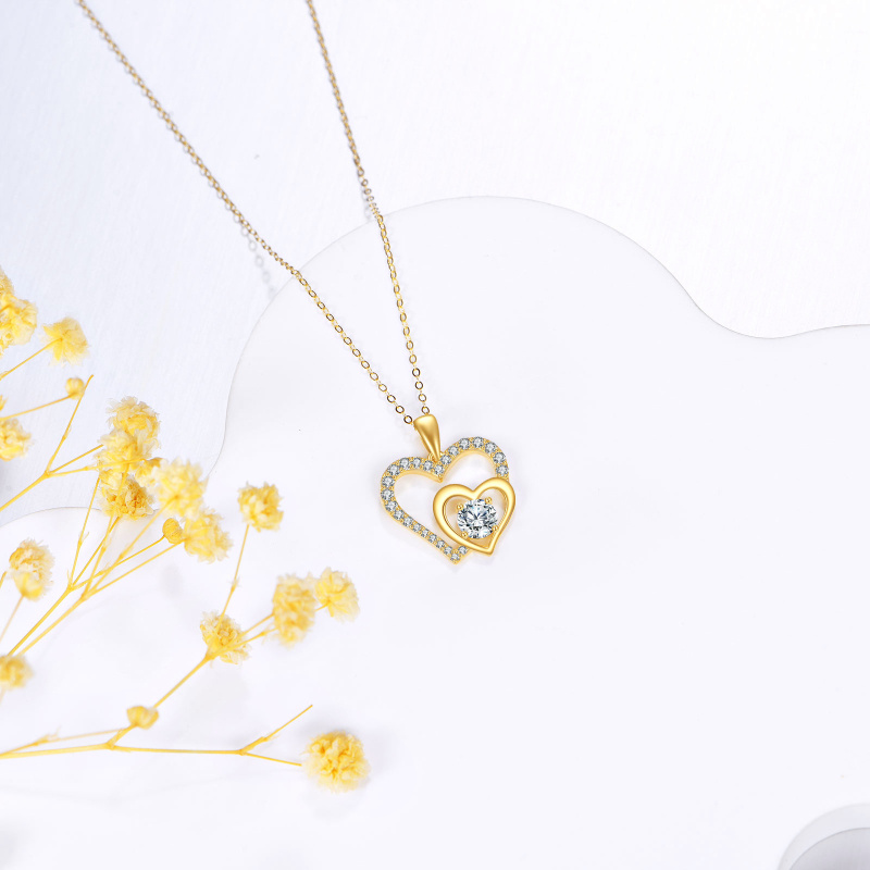 10K Gold Moissanite Heart Pendant Necklace-3