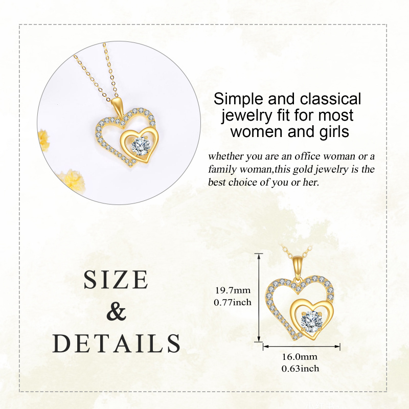 10K Gold Moissanite Heart Pendant Necklace-4