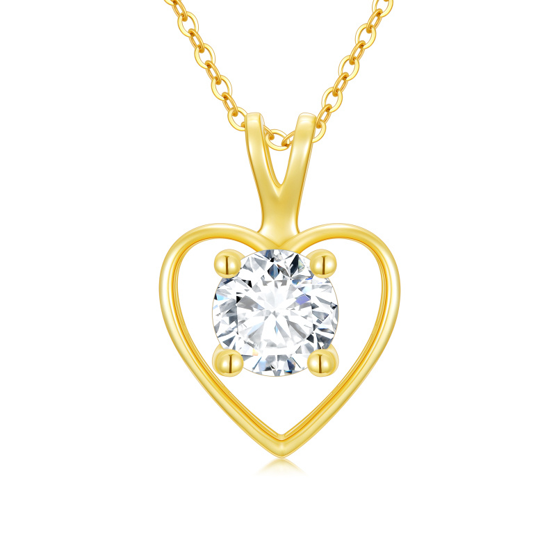 10K Gold Moissanite Heart Pendant Necklace-1