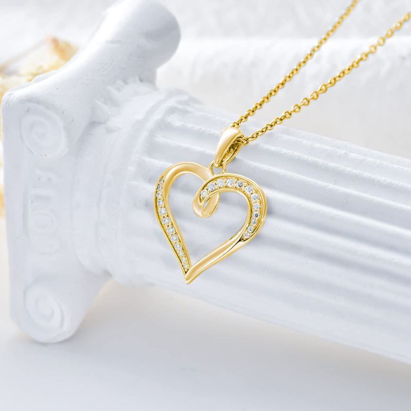 Collier pendentif cœur en or 14 carats et moissanite-3