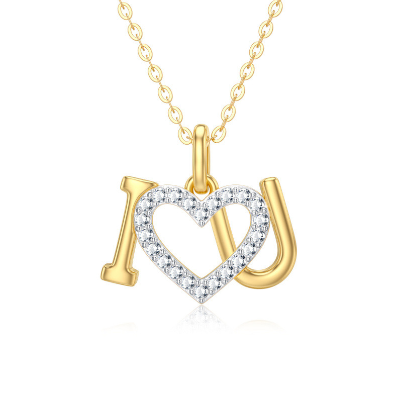 Collar con colgante de corazón de moissanita en oro de 10 quilates-1