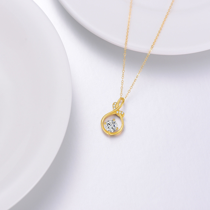 14K Gold Moissanit Unendliches Symbol Anhänger Halskette-3