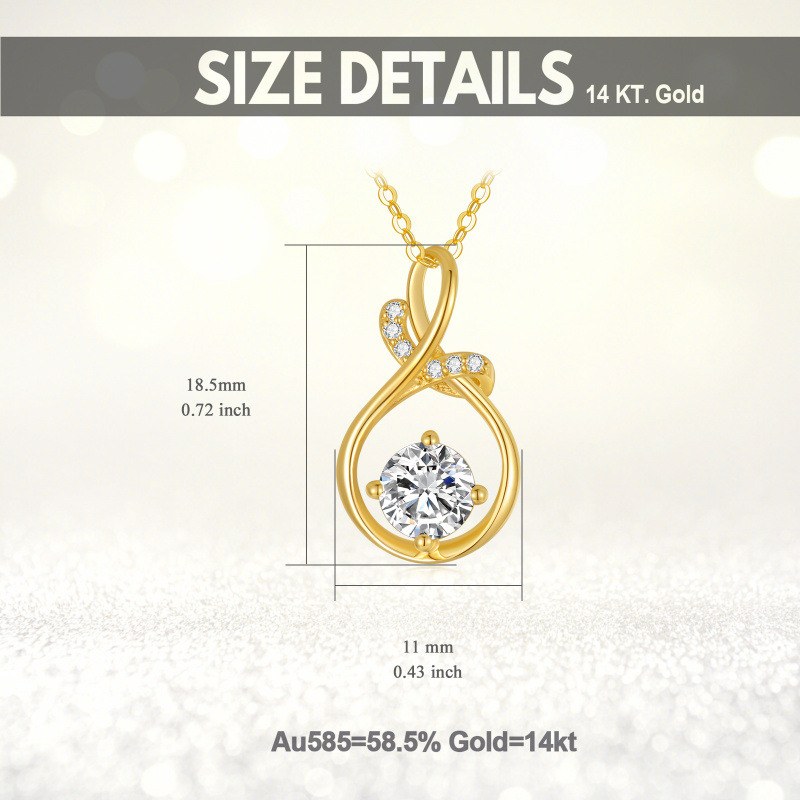 14K Gold Moissanit Unendliches Symbol Anhänger Halskette-6