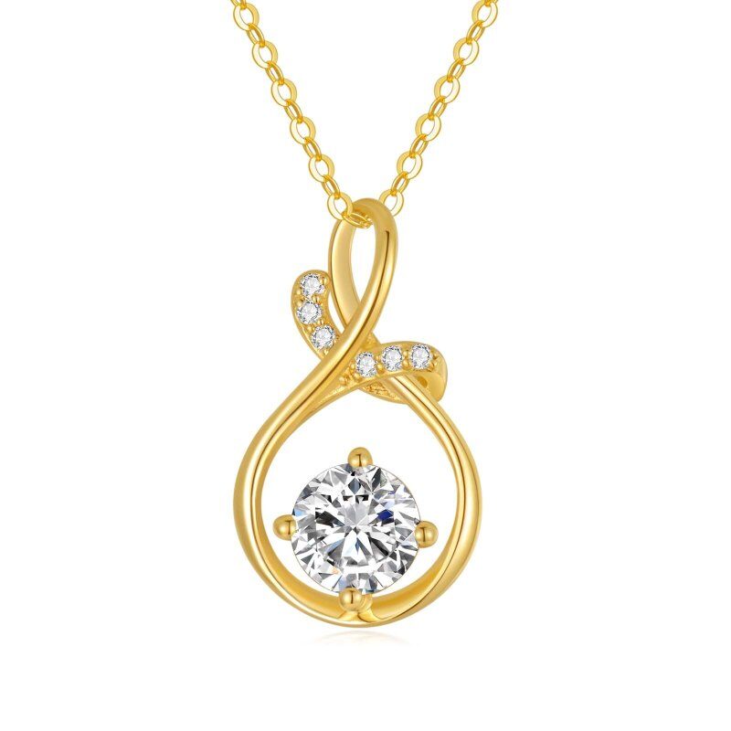 14K Gold Moissanit Unendliches Symbol Anhänger Halskette-1