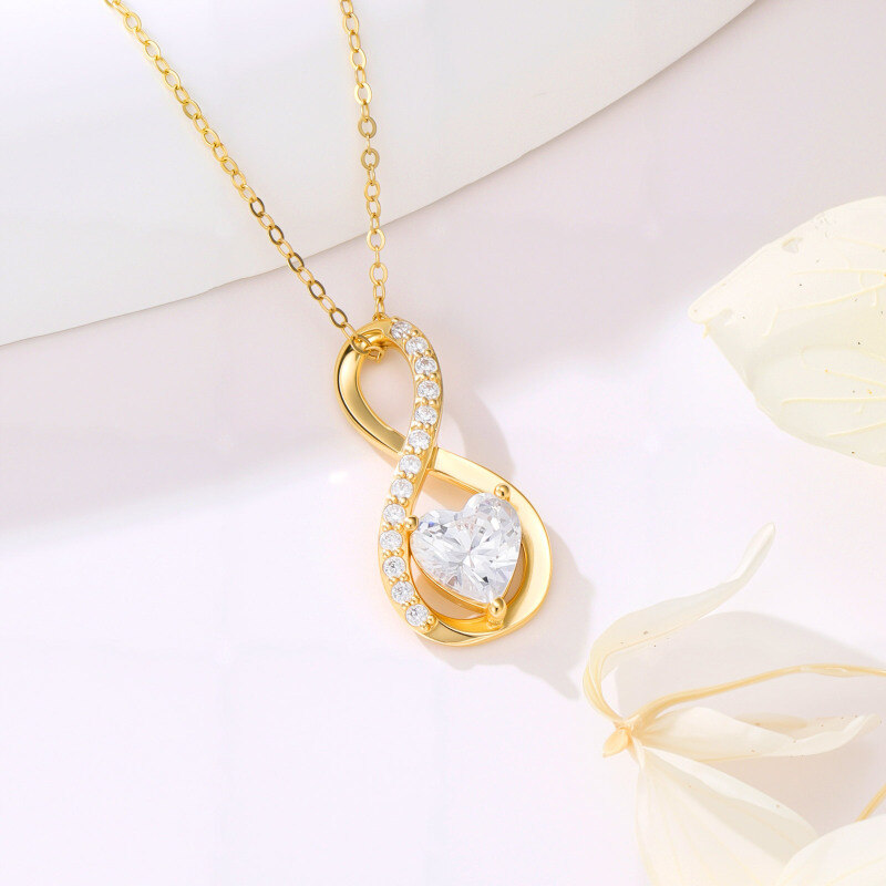 10K Gold Moissanite Infinity Symbol Pendant Necklace-3