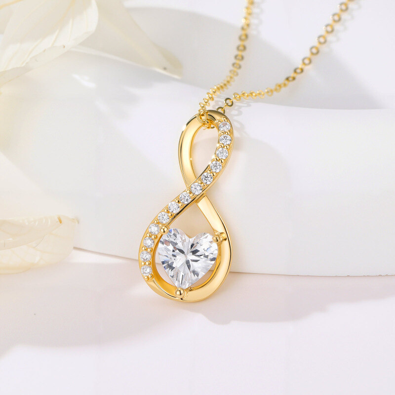 10K Gold Moissanite Infinity Symbol Pendant Necklace-4