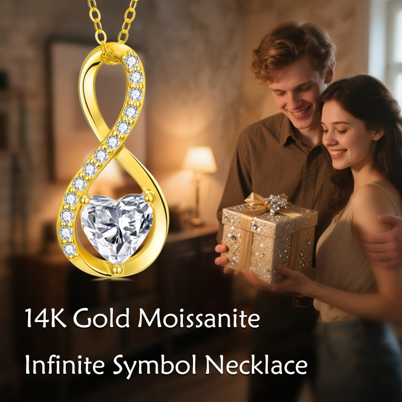 10K Gold Moissanite Infinity Symbol Pendant Necklace-5