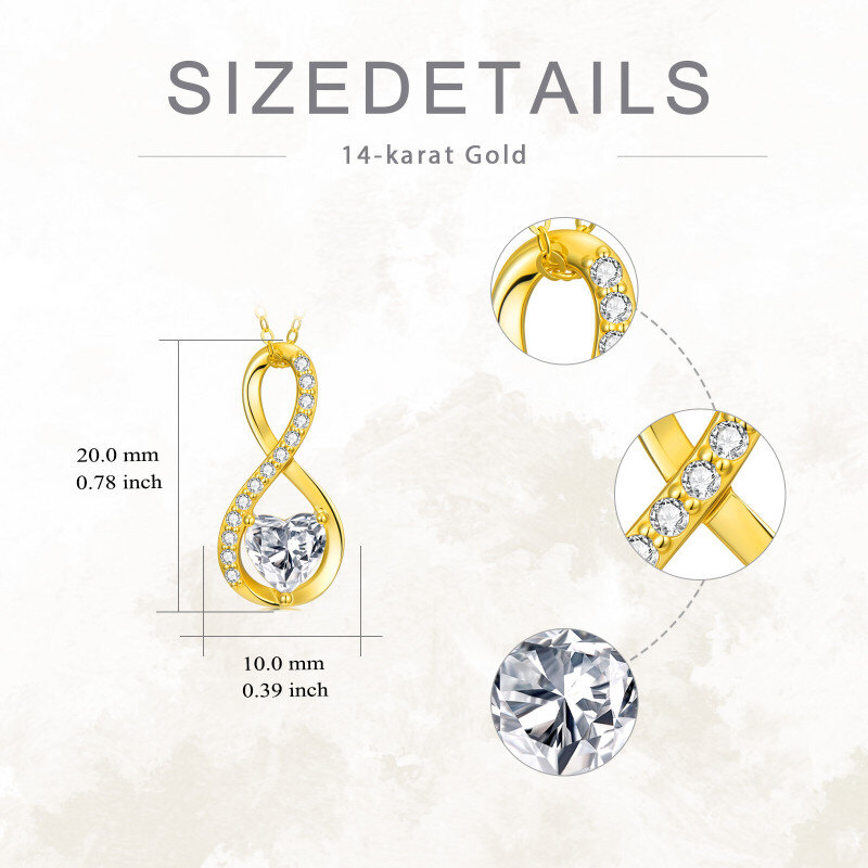 10K Gold Moissanite Infinity Symbol Pendant Necklace-6