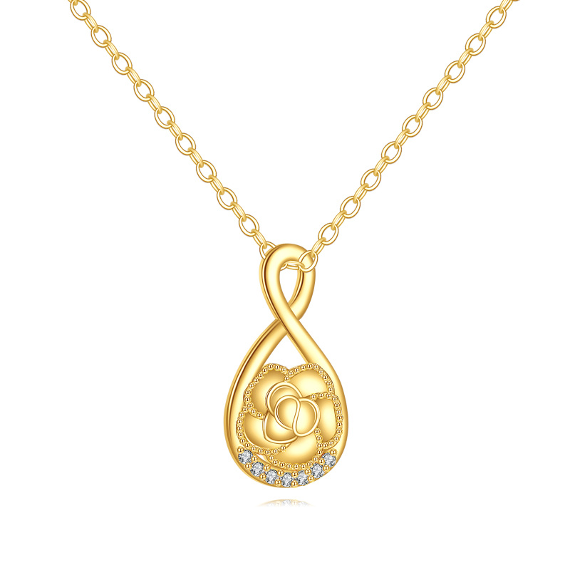 Collar con colgante de símbolo infinito de moissanita en oro de 14 quilates-1