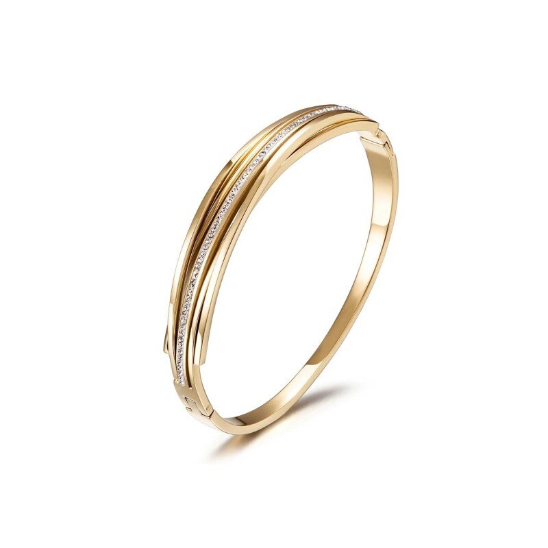 Brazalete Plano Intertwined CZ de Oro 14K con Moissanita-1