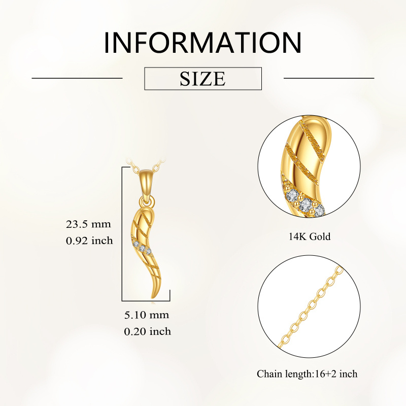 18K Gold Moissanite Italian Horn Pendant Necklace-4