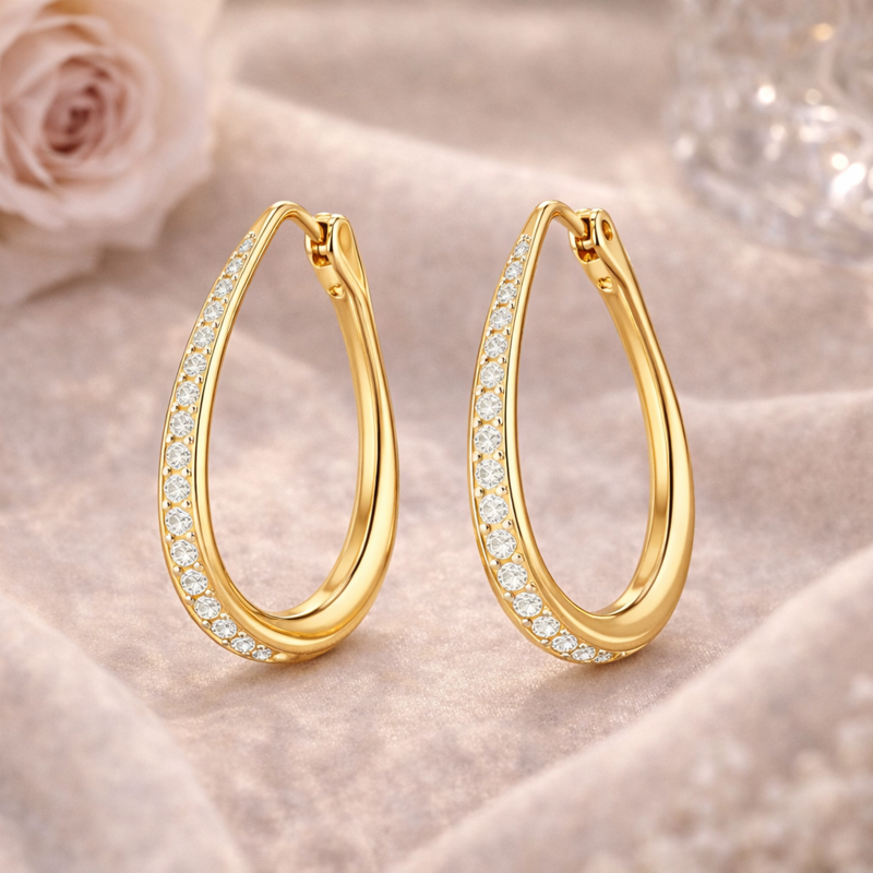 Aretes de oro de 14 quilates con moissanita y cierre de palanca-3