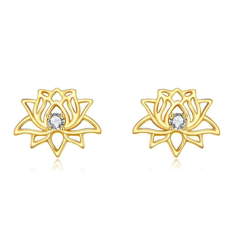 14 Karat Gold-Moissanit-Lotus-Ohrstecker-1