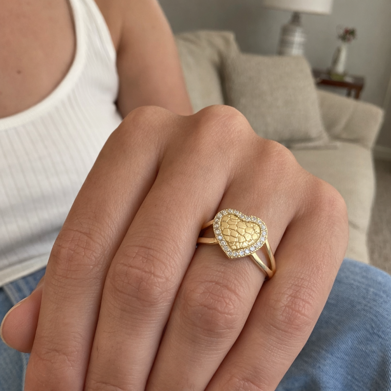 Anillo de pepita de moissanita en oro de 14 quilates-2