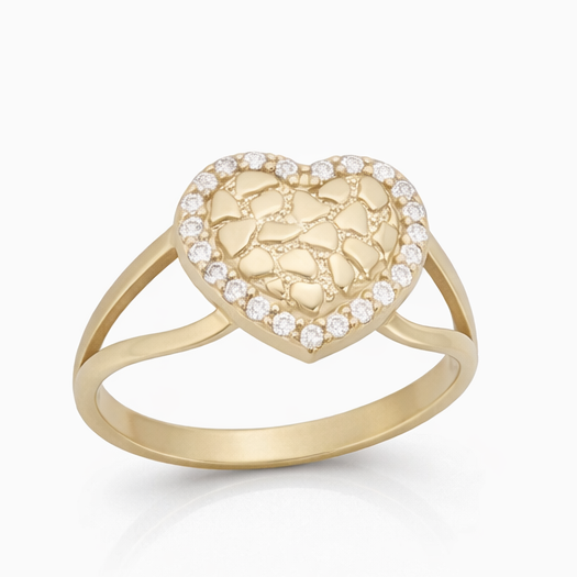 Anillo de pepita de moissanita en oro de 14 quilates-3
