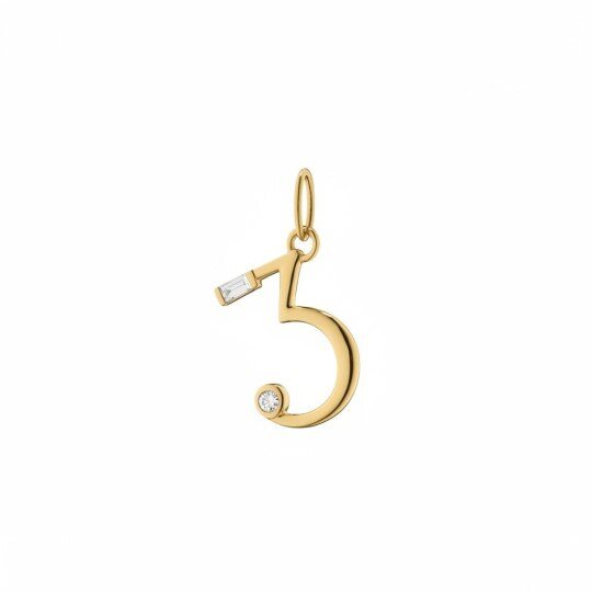 10K Gold Moissanite Number Pendant Charms