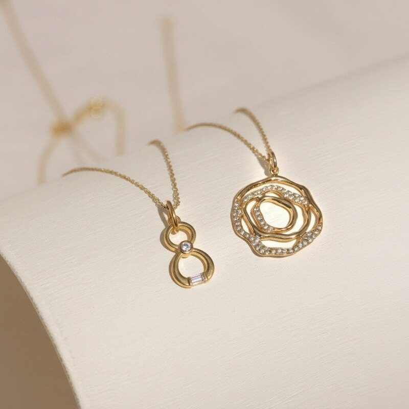 10K Gold Moissanite Number Pendant Charms-3