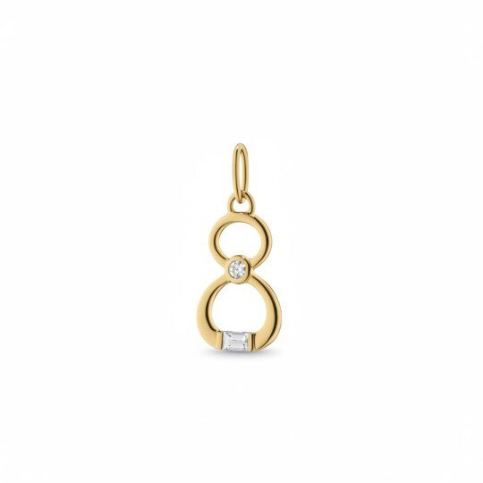10K Gold Moissanite Number Pendant Charms