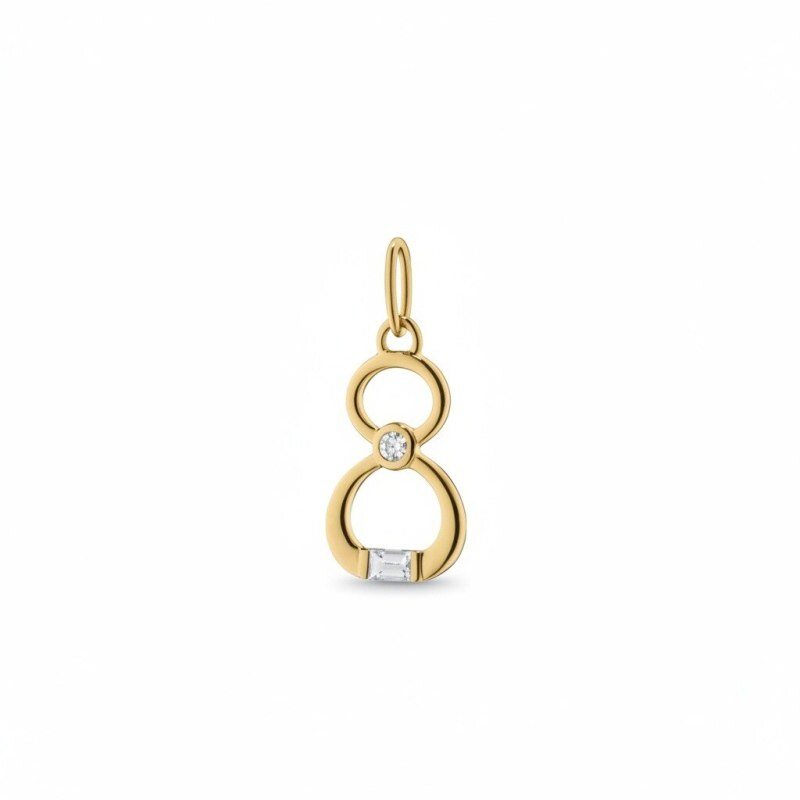 10K Gold Moissanite Number Pendant Charms-1