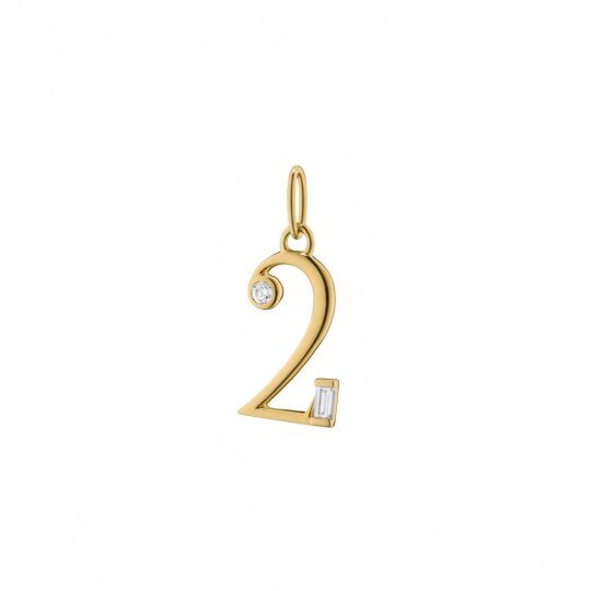 10K Gold Moissanite Number Pendant Charms