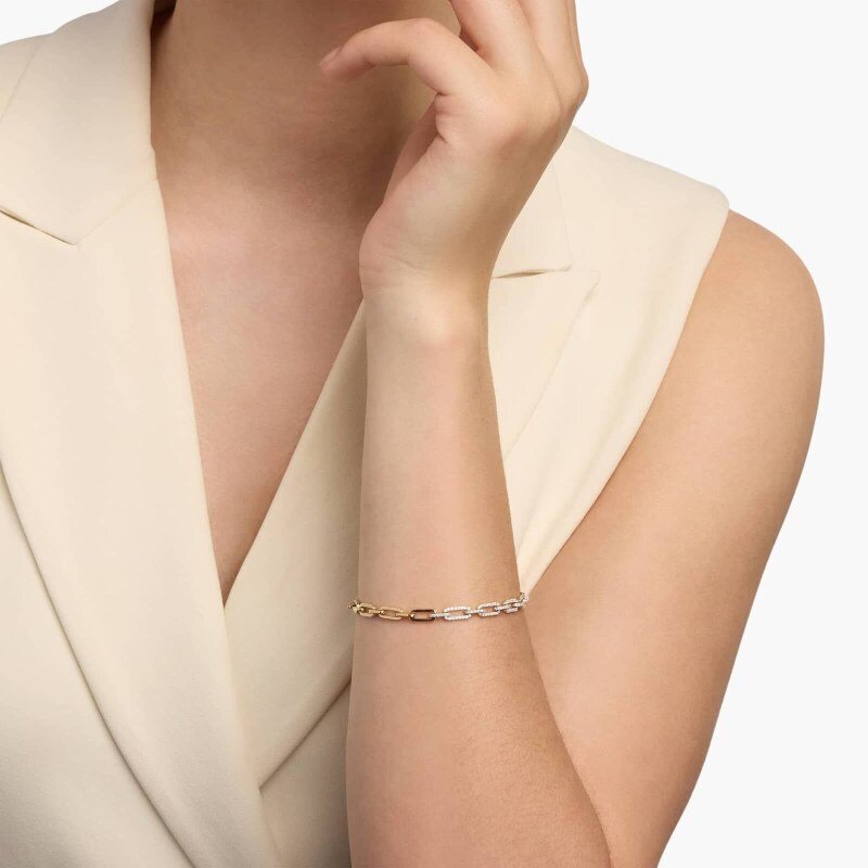 Bracelet-pince à papier en or 18K avec moissanite-2