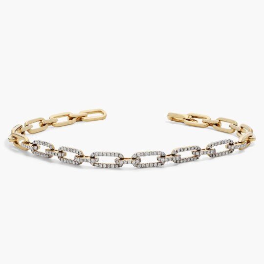 Pulsera de clip de papel de moissanita y oro 10K