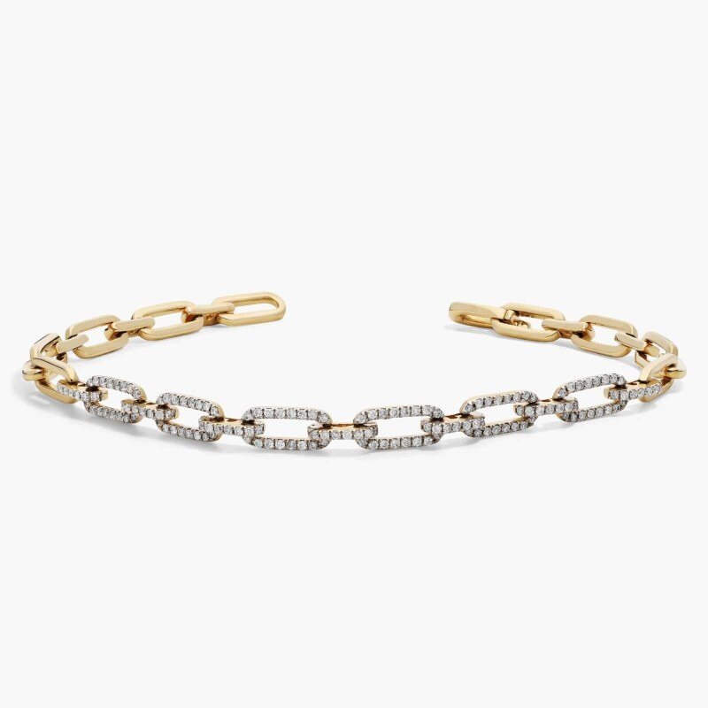 Bracelet-pince à papier en or 18K avec moissanite-1
