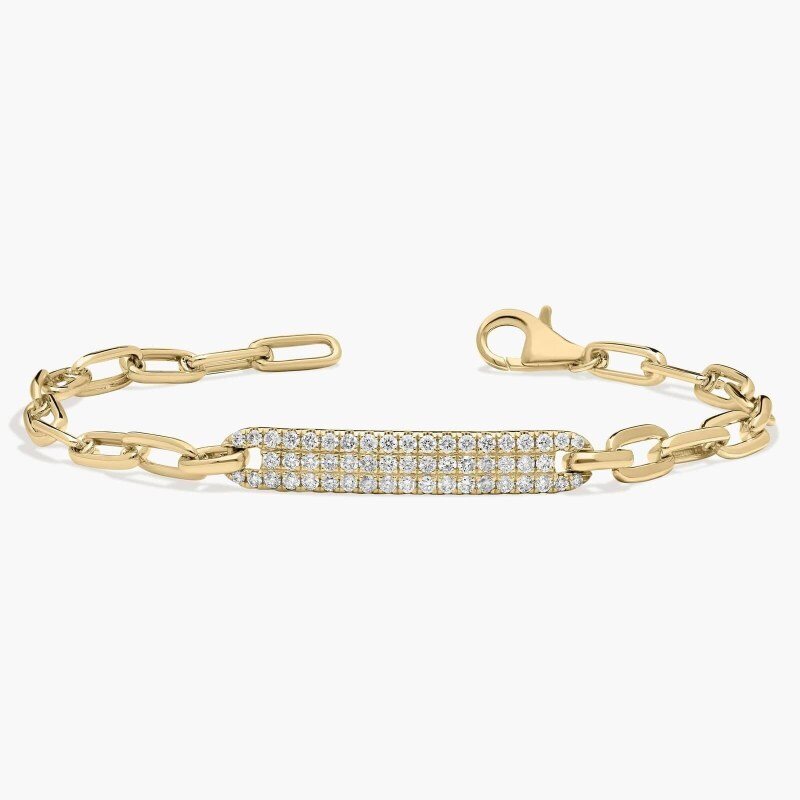 Bracelet-pince à papier en or 18K avec moissanite-3
