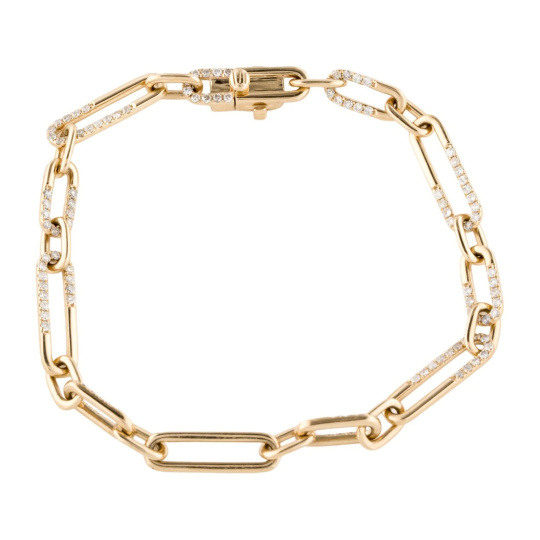 Pulsera de clip de papel de moissanita y oro 10K